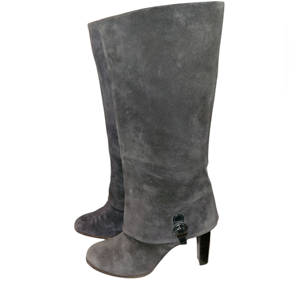 Delman Gaiety-S Black Suede Knee-High Boots SZ 8